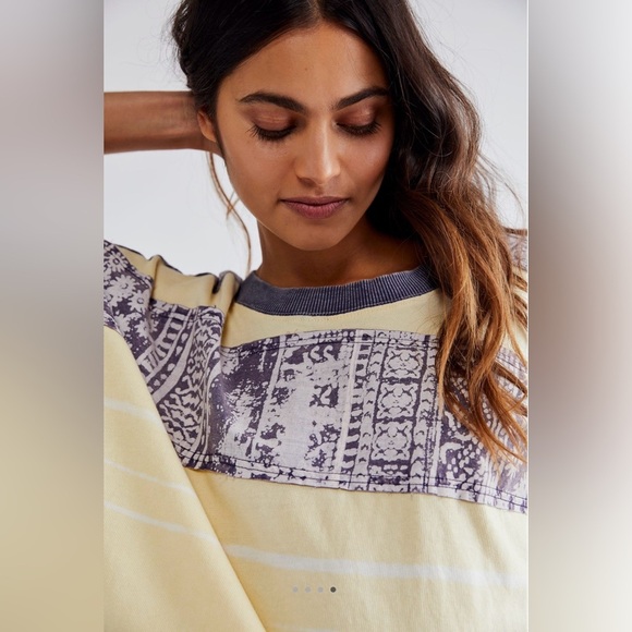 NWT Free People S We the Free Happiness in Bloom Tee in Ecru Combo New $98 Tunic - Picture 6 of 9